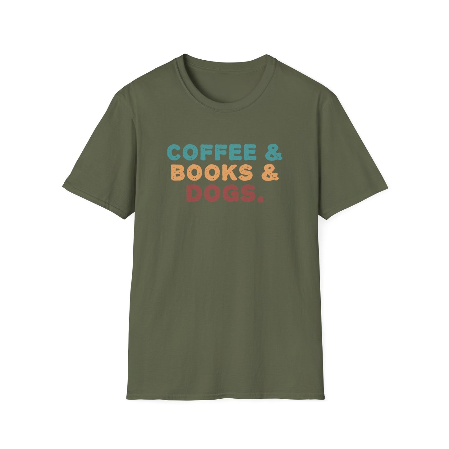 Coffee Books Dogs T-Shirt
