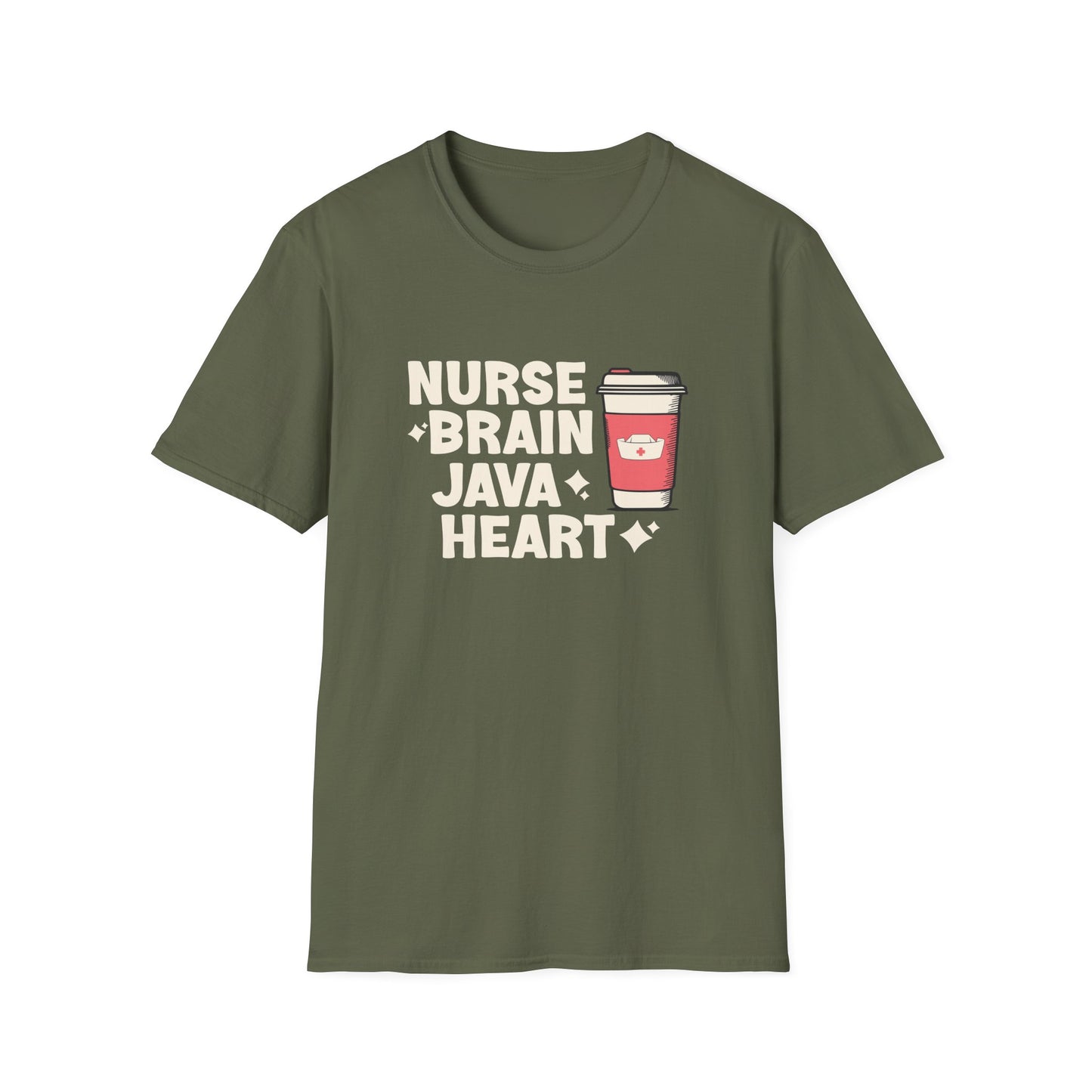 Nurse Brain Java Heart T-Shirt
