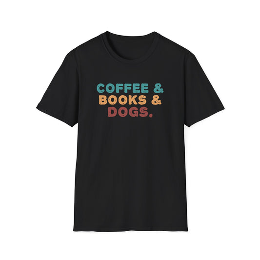 Coffee Books Dogs T-Shirt