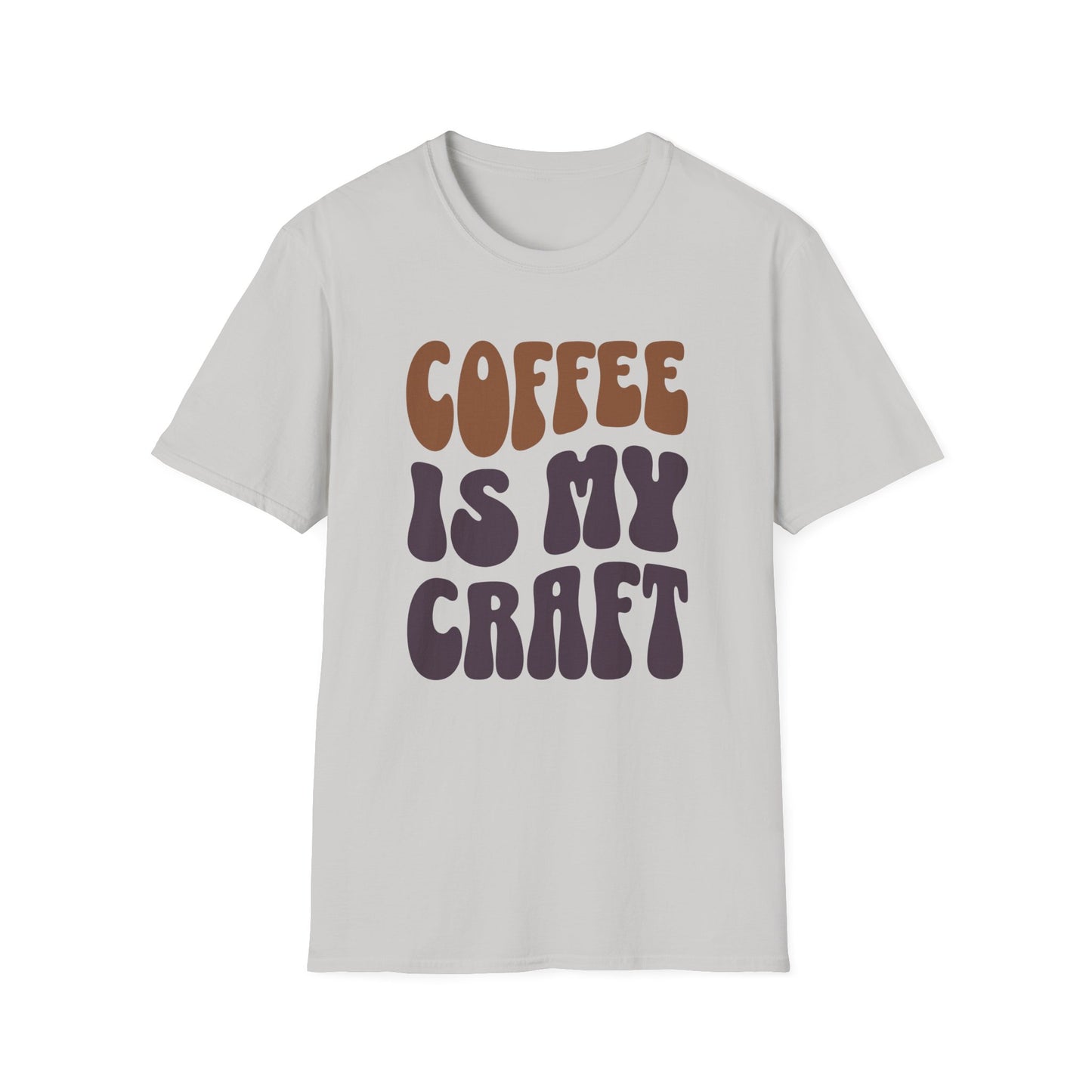 Ice Gray t-shirt with 'Coffee is my craft' text on a white background